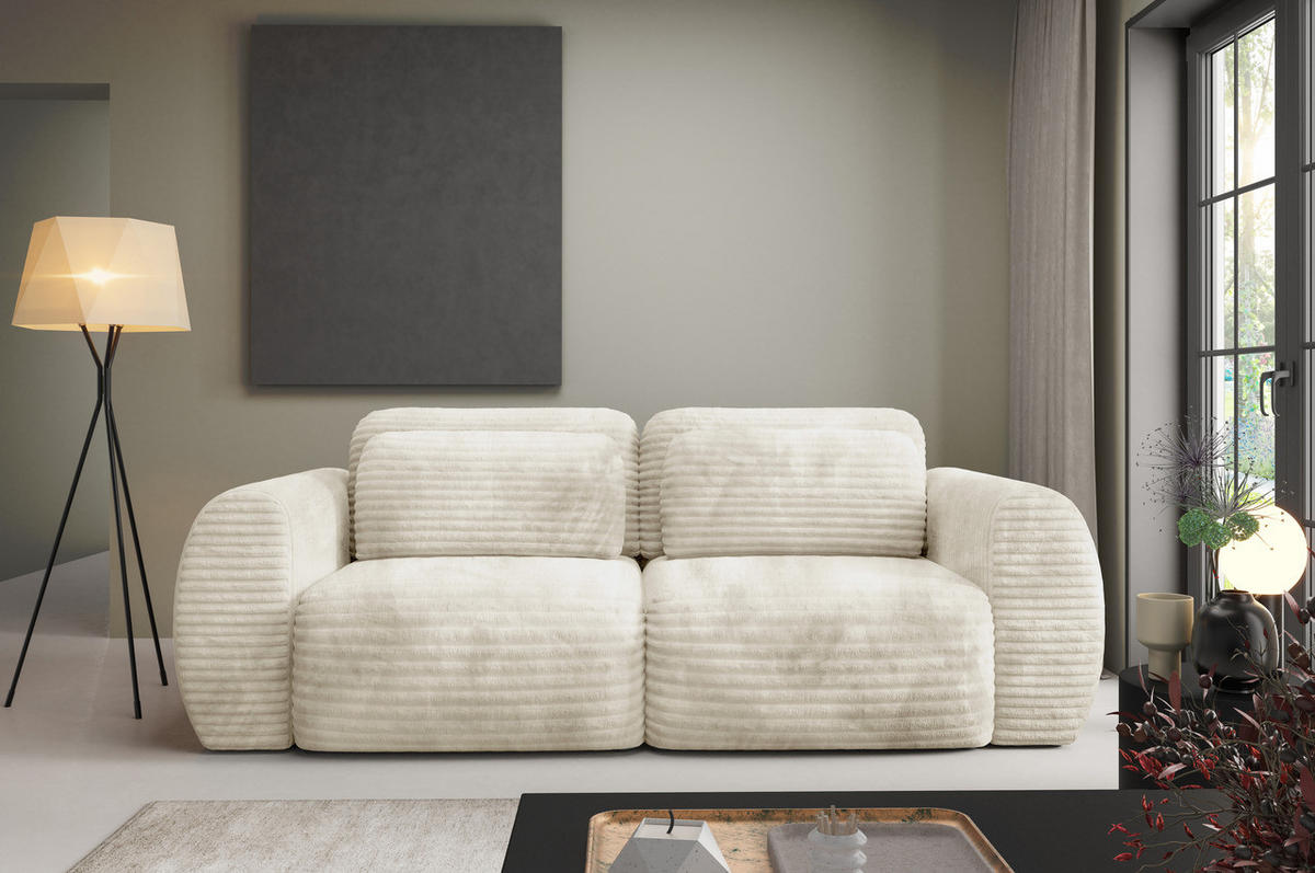 SCHLAFSOFA mit Bettkasten Creme - Creme/Schwarz, Holz/Holzwerkstoff (266/95/110cm) - Furnisell