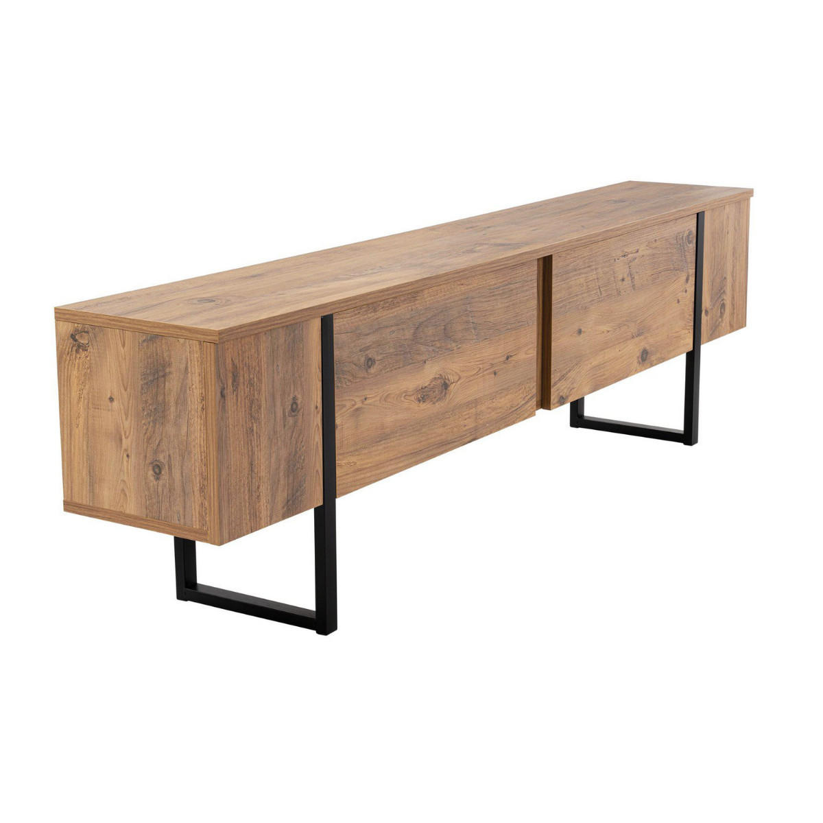 TV-MÖBEL mit 2 klapptüren - serenity 180/29,5/50 cm - Schwarz/Kieferfarben, Holzwerkstoff (29.5/50/180cm) - Calicosy