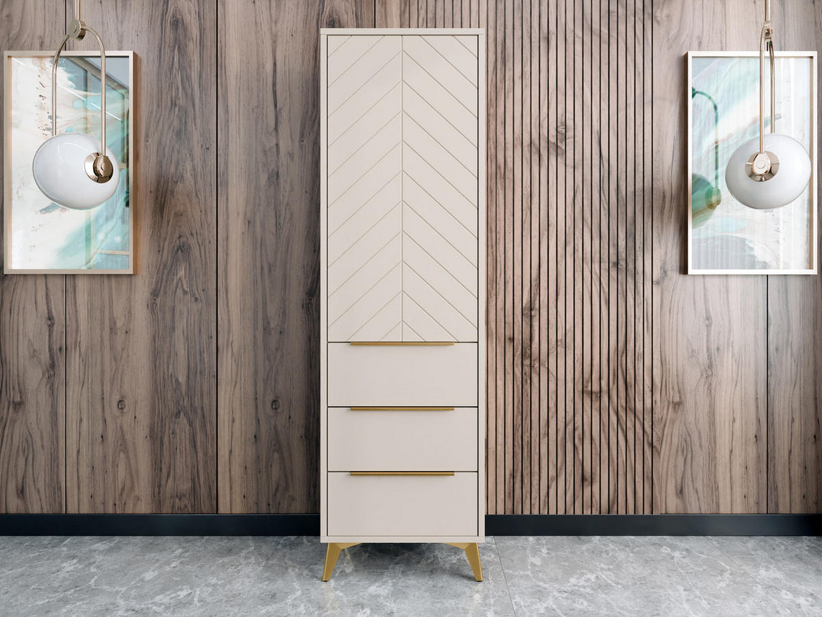 KLEIDERSCHRANK Xylix 1D3SZ - Beige/Goldfarben, Holzwerkstoff/Metall (54/180/40cm) - MIRJAN24