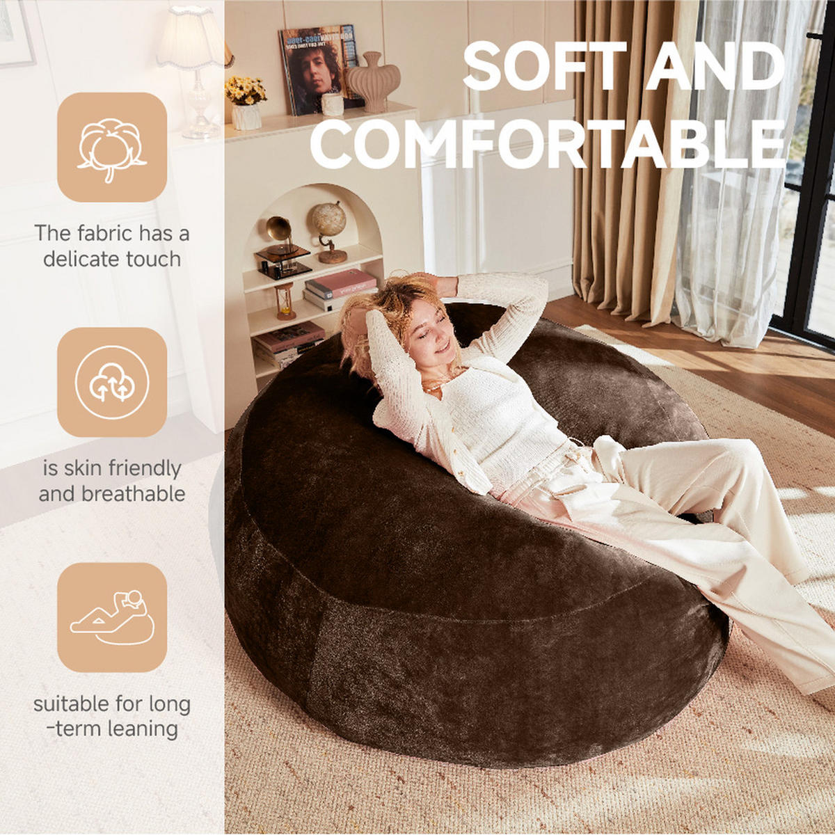 SITZSACK 120cm Grau Weicher - Braun, Textil (120/28/120cm) - Raelunyi