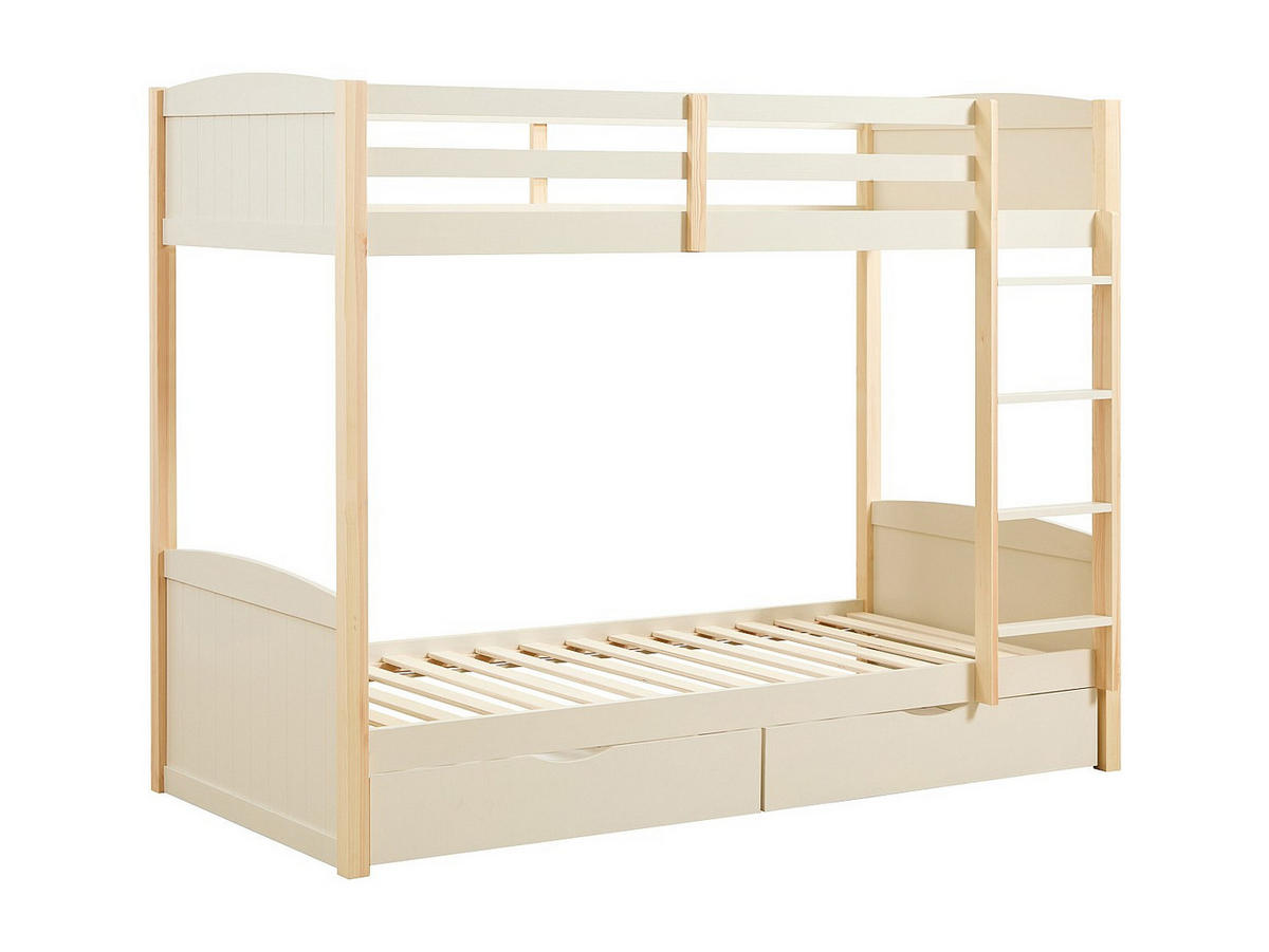 ETAGENBETT - 2 Personen - holz - beige Limodara - Weiß, Holz (90/200cm) - Vente-Unique