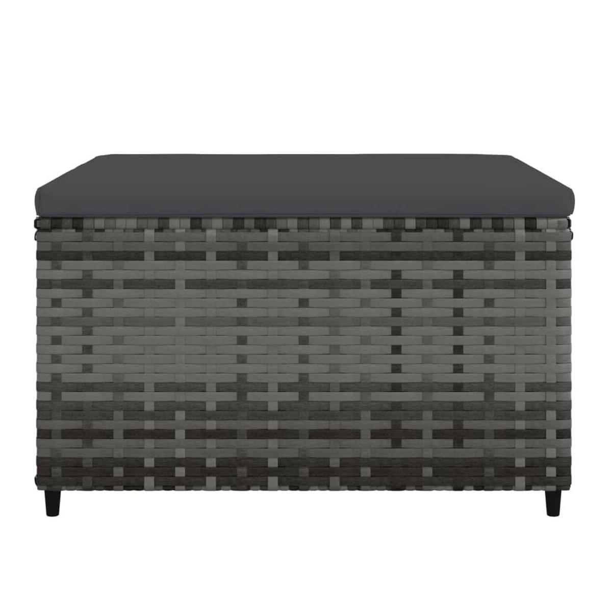 GARTENHOCKER Mit Kissen Grau Poly Rattan - Grau, Kunststoff (55/31/55cm) - vidaXL