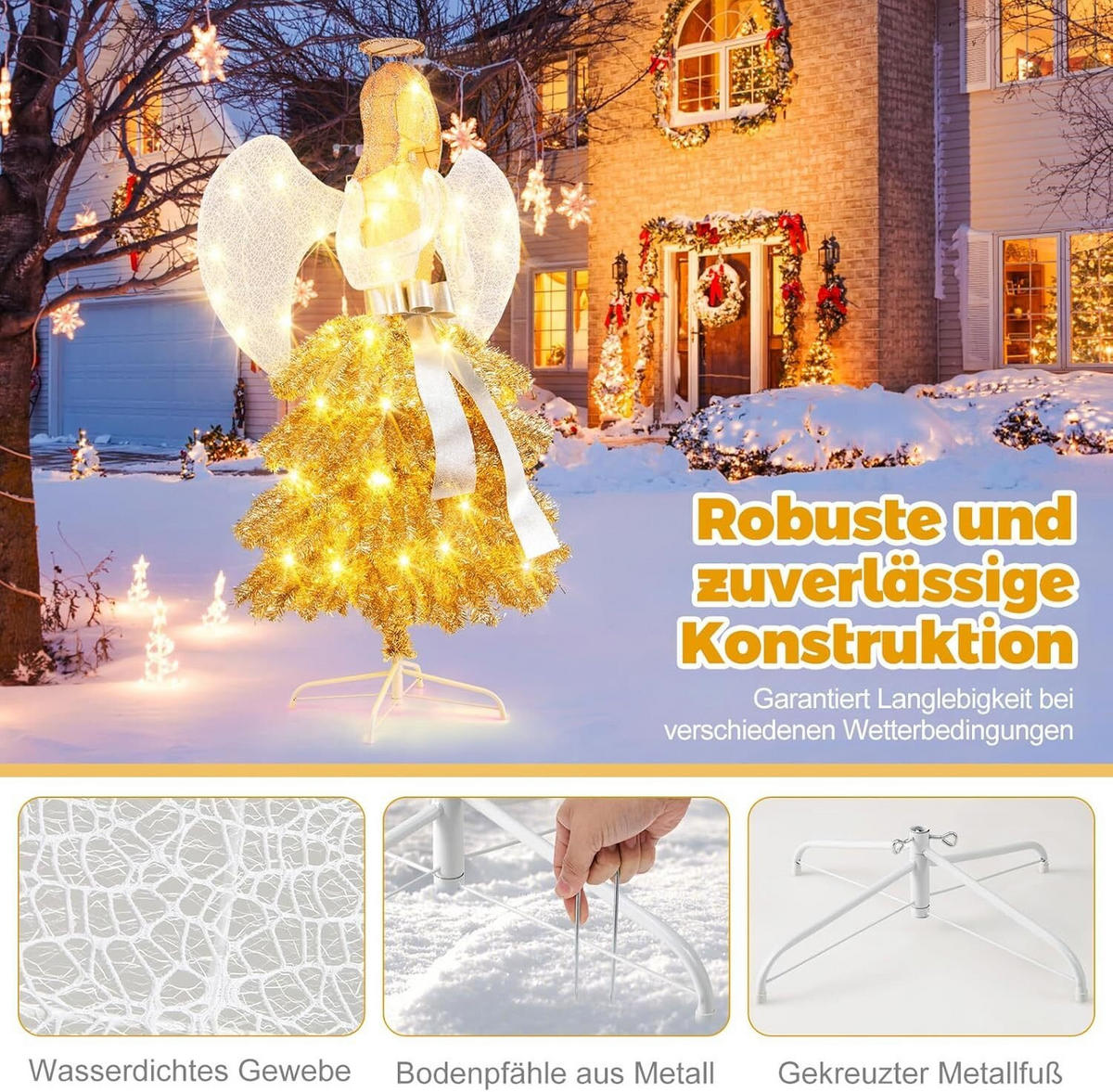 WEIHNACHTSBAUM 157cm Weiß - Weiß, Metall (157cm) - COSTWAY