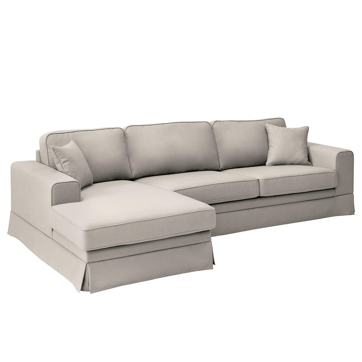 ECKSOFA mit Husse - Longchair, Webstoff - Hellgrau/Schwarz, Kunststoff/Textil (300/165cm) - home24