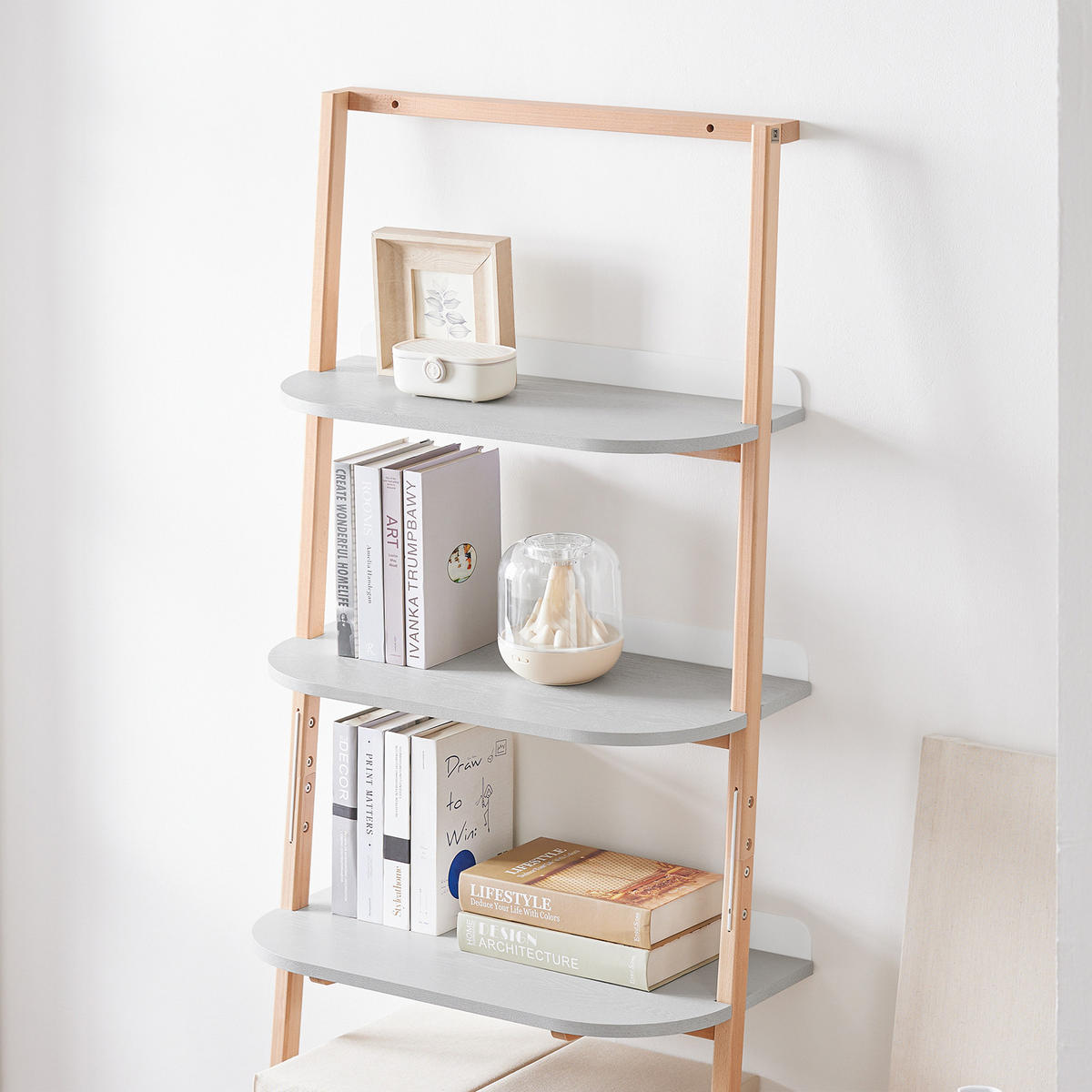 BÜCHERREGAL Grau-Natur - Naturfarben/Grau, Holz/Holzwerkstoff (65/169/39cm) - SoBuy