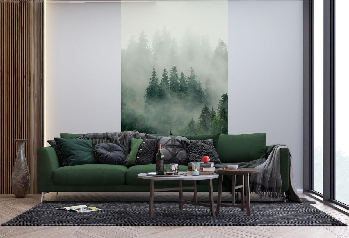 FOTOTAPETE Berglandschaft mit Bäumen 270 x 150 cm - Grün, Papier (270/150cm) - Sanders & Sanders