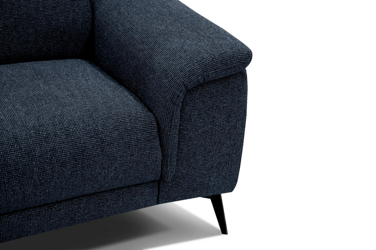 RELAXSOFA FIERO 3-Sitzer mit 1 Relaxfunktion, dunkelblau - Schwarz/Dunkelblau, Holzwerkstoff/Textil (212/82/103cm) - Courtois Laville