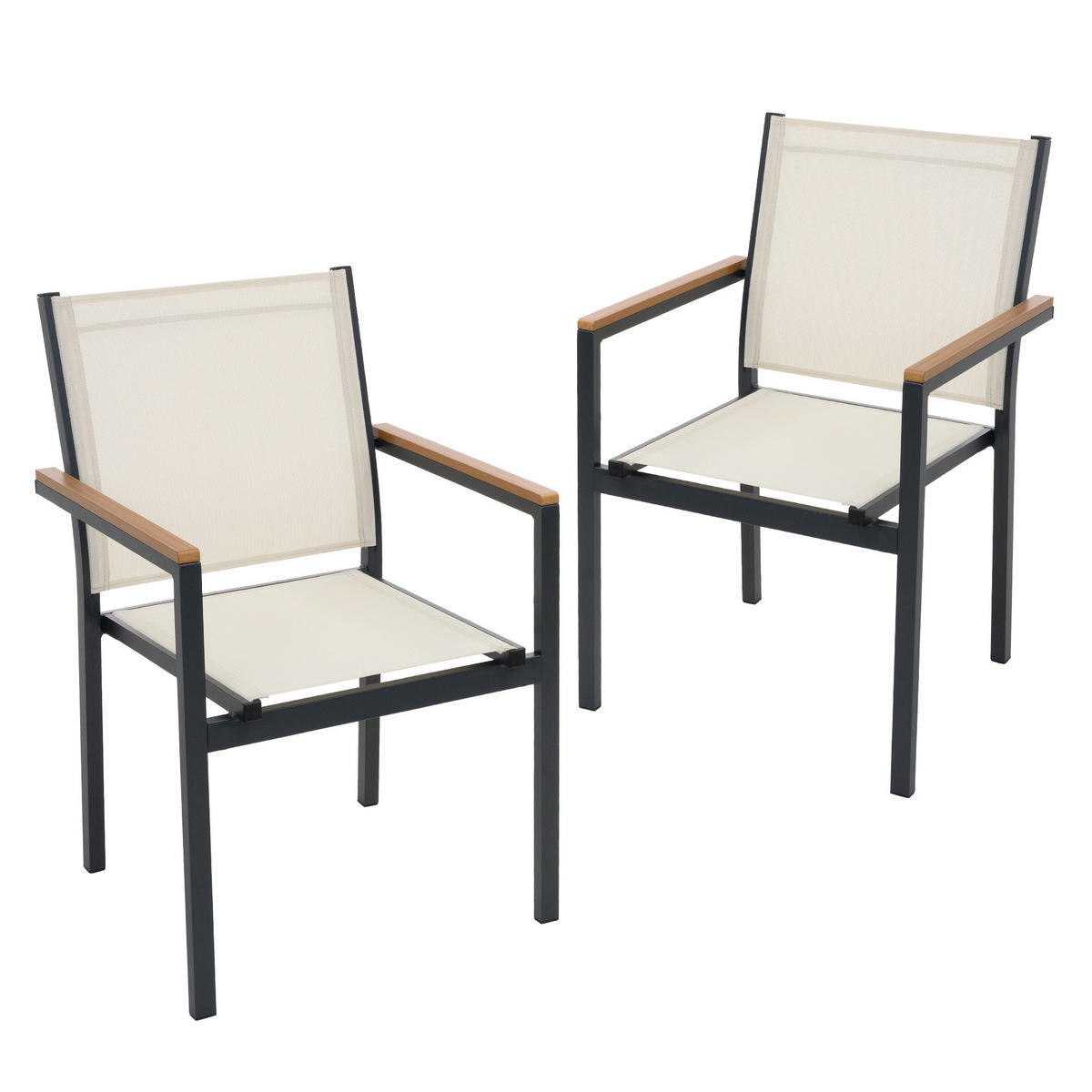 ZÁHRADNÍ ŽIDLE, sada 2 ks, béžová, z textilene s hliníkovou konstrukcí - béžová, kov (56/85.5/53cm) - ML-DESIGN