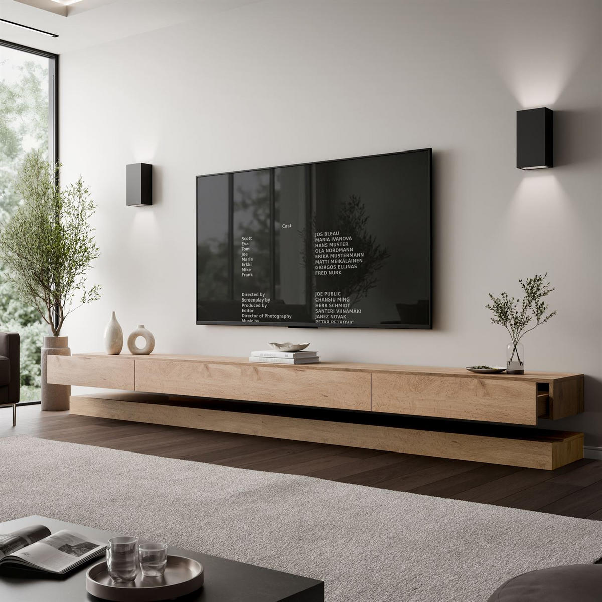 TV-RACK SKY 280 cm, Wotan Eiche - Eiche Wotan, Holzwerkstoff (280/25/34cm) - Lookway