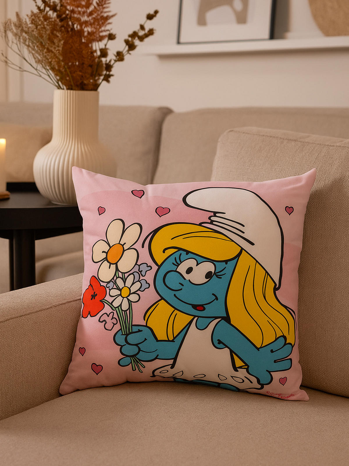 KINDERKISSEN Die Schlümpfe Schlumpfine Rosa 40 x 40 cm - Rosa, Textil (40/40cm) - United Labels