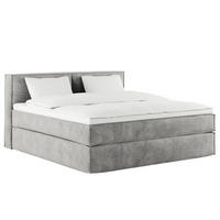 BOXSPRINGBETT mit Kopfteil - Premium - Hellgrau, Textil (180/200cm) - home24