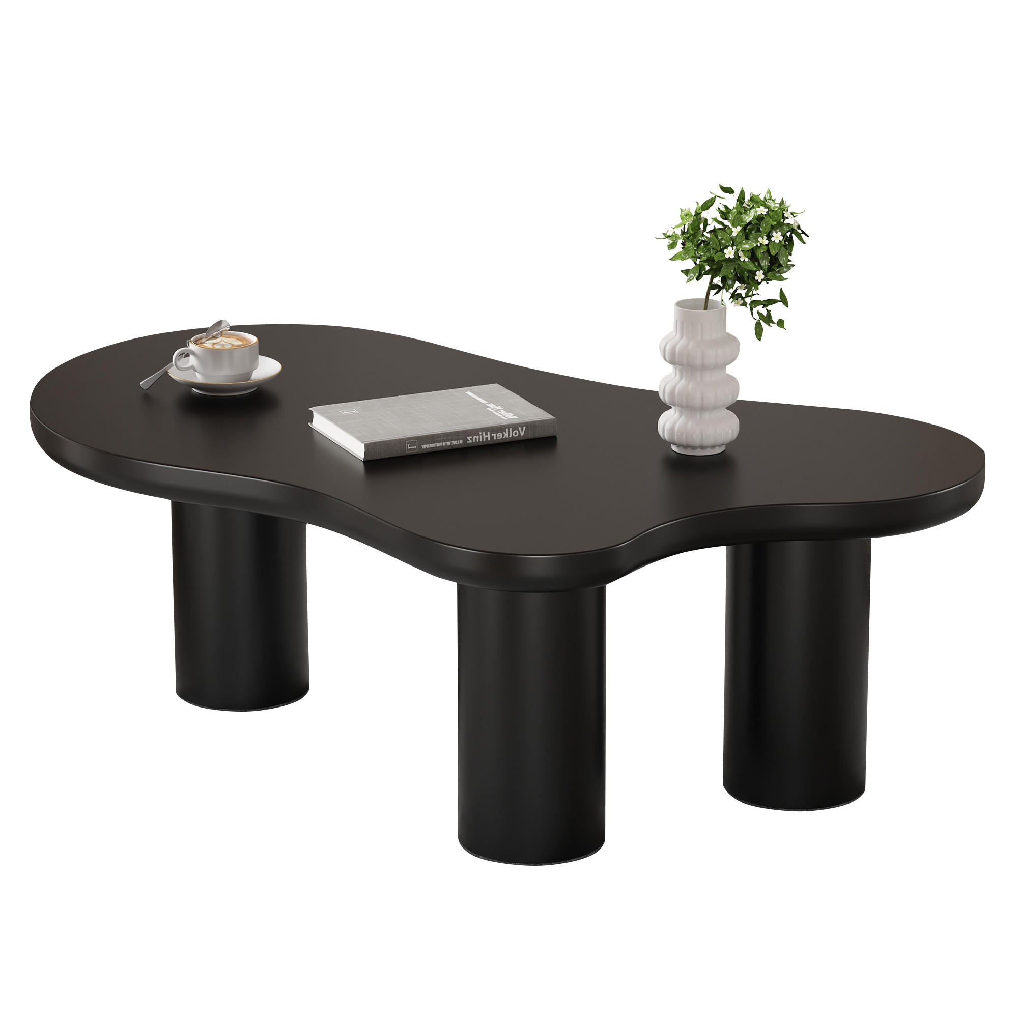 STILVORA KONFERENČNÍ STŮL v černé barvě ve tvaru oblaku s MDF deskou a PVC nohami do obýváku, Š107/H66/V40,5 cm