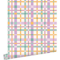 TAPETE Karomuster 50 x 900 cm - Lila, Papier (50/0.1cm) - ESTAhome