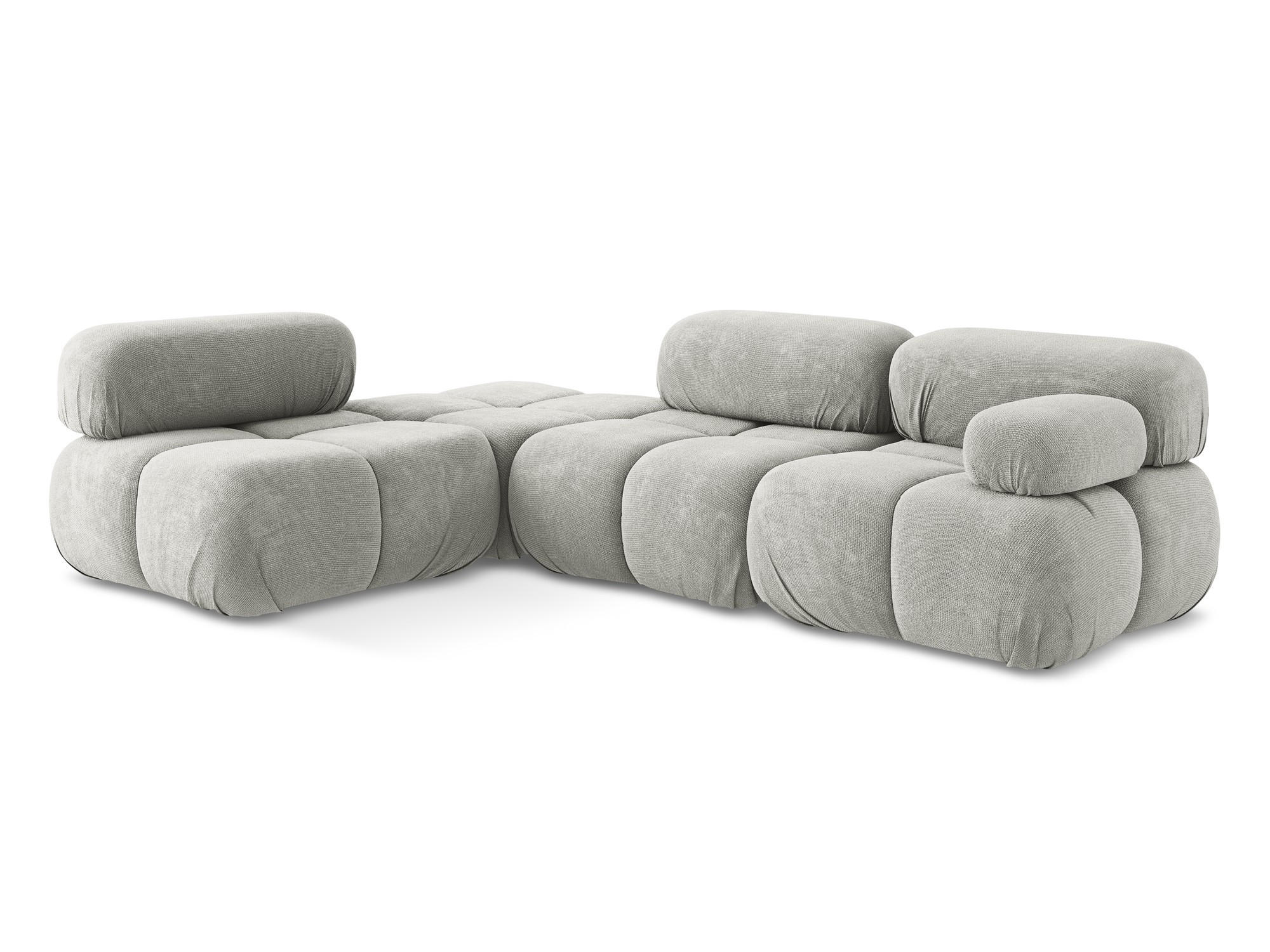 ECKSOFA Links Chenille Stoff Grau - Hellgrau/Schwarz, Kunststoff/Textil (190/285cm) - Makamii