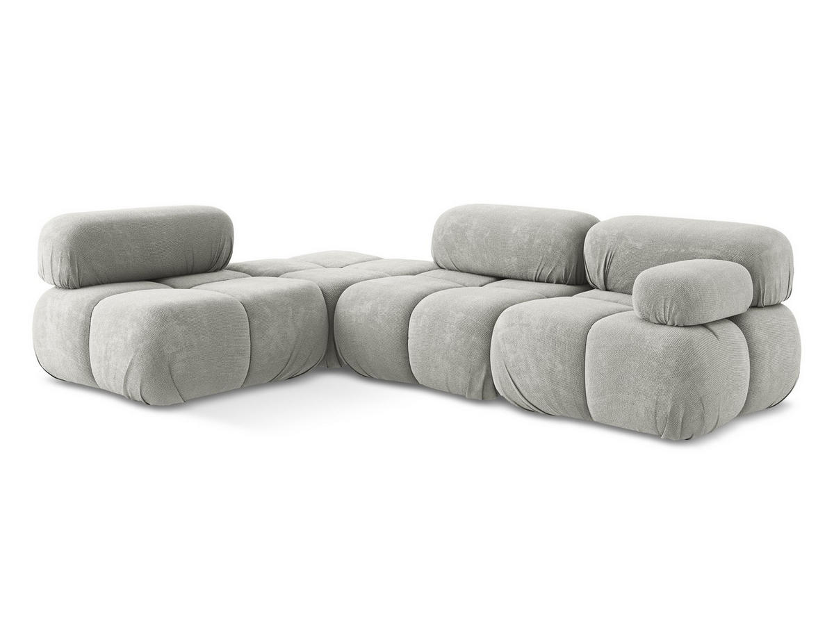 ECKSOFA Links Chenille Stoff Grau - Hellgrau/Schwarz, Kunststoff/Textil (190/285cm) - Makamii