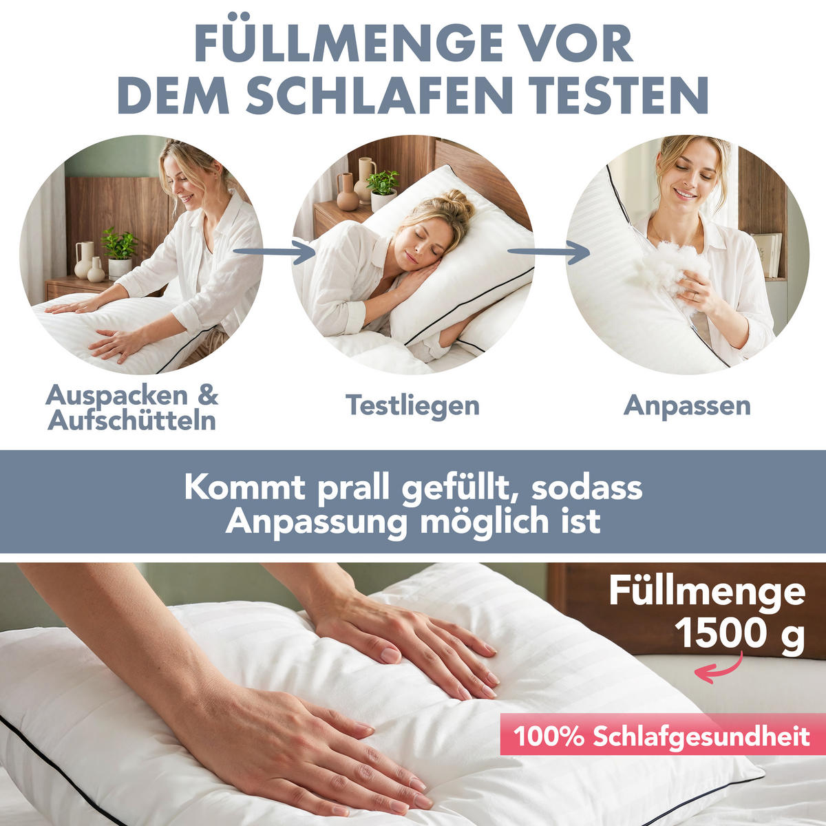 VANKÚŠ s výplňou z nanovlákien, 80x80 cm - biela, textil (80/80cm) - Blumtal