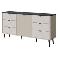 KOMMODE Marly 6S1D RE09 - Kaschmir/Schwarz, Holzwerkstoff/Metall (160/82/40cm) - MIRJAN24