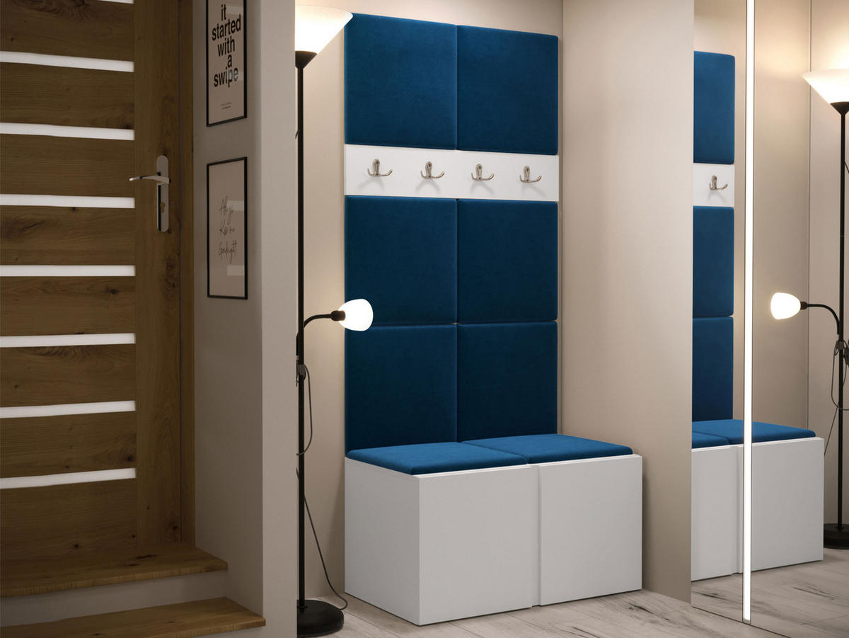 GARDEROBEN-SET Orion IV - Blau/Weiß, Holzwerkstoff/Kunststoff (84/186/46cm) - MIRJAN24