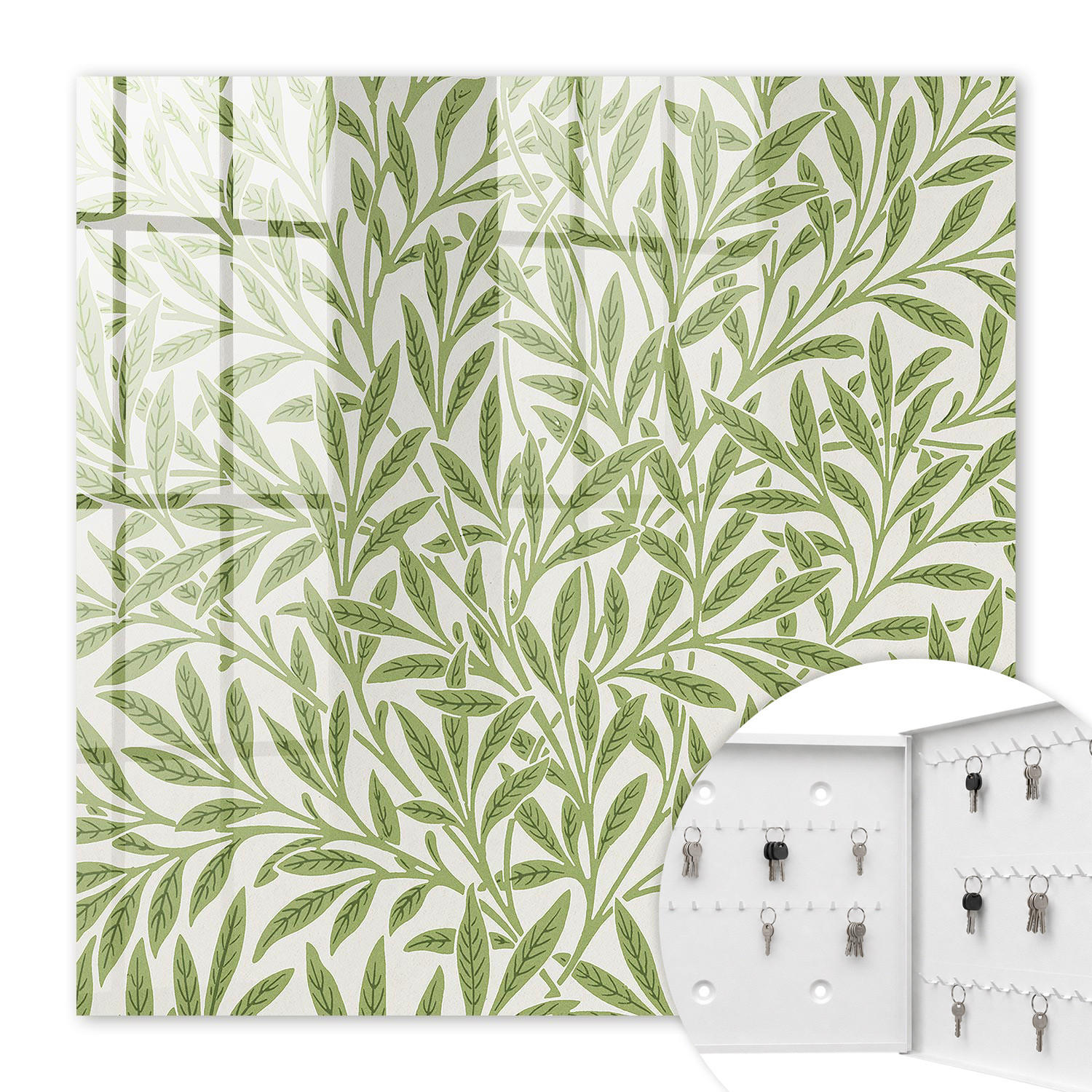 SCHLÜSSELBOX Weiß 30x30 cm – Türöffnung nach rechts - Grüne Natur - Grün, Metall (30/30/5cm) - TULUP
