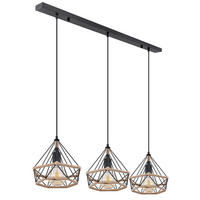 HÄNGELEUCHTE Metall Schwarz 3 Flammig - Schwarz, Metall (100/25/120cm) - Globo Lighting