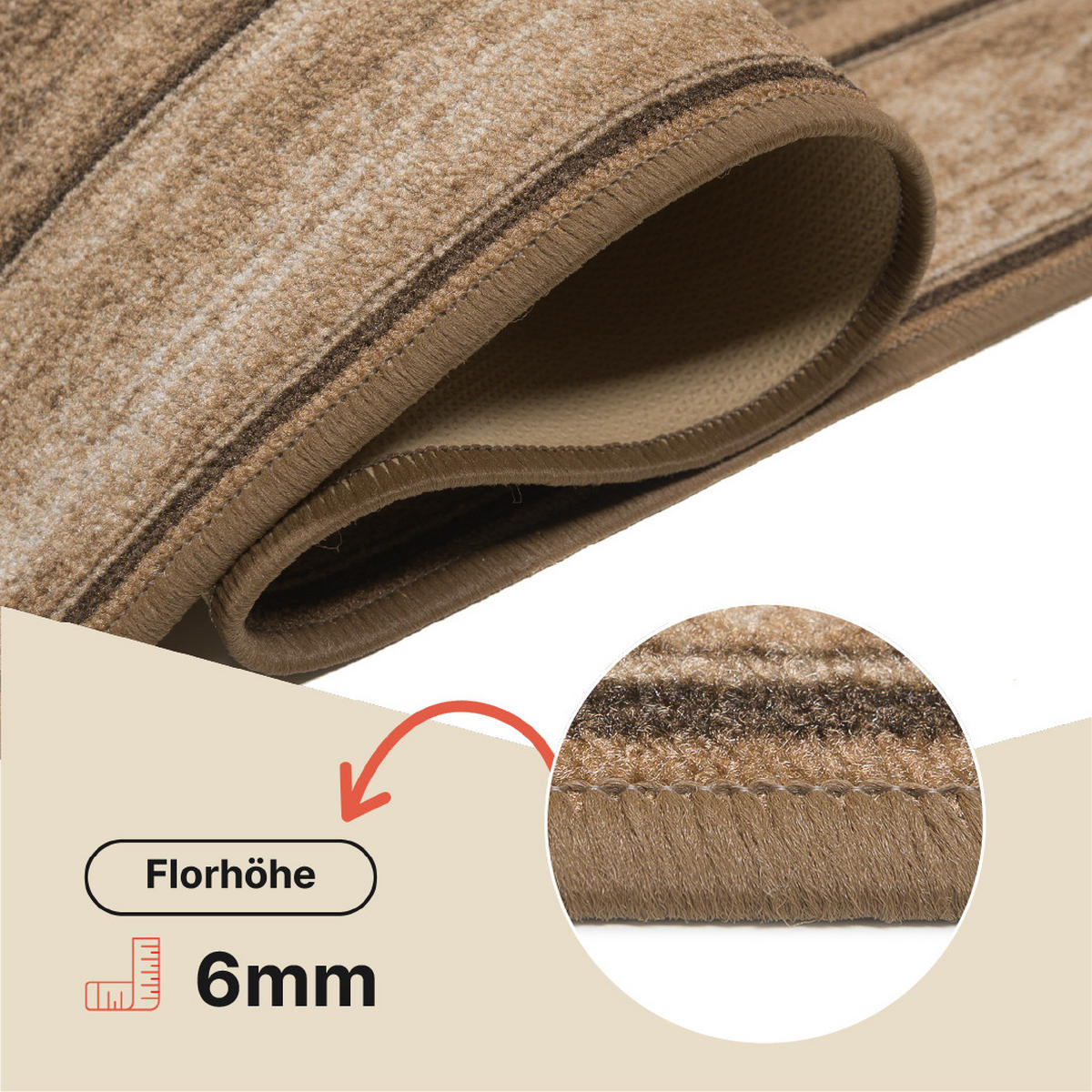TEPPICHLÄUFER Anti-Rutsch Braun rutschfest Gummiunterlage 67/1000 cm - Braun, Textil (67/1000cm) - Tapiso
