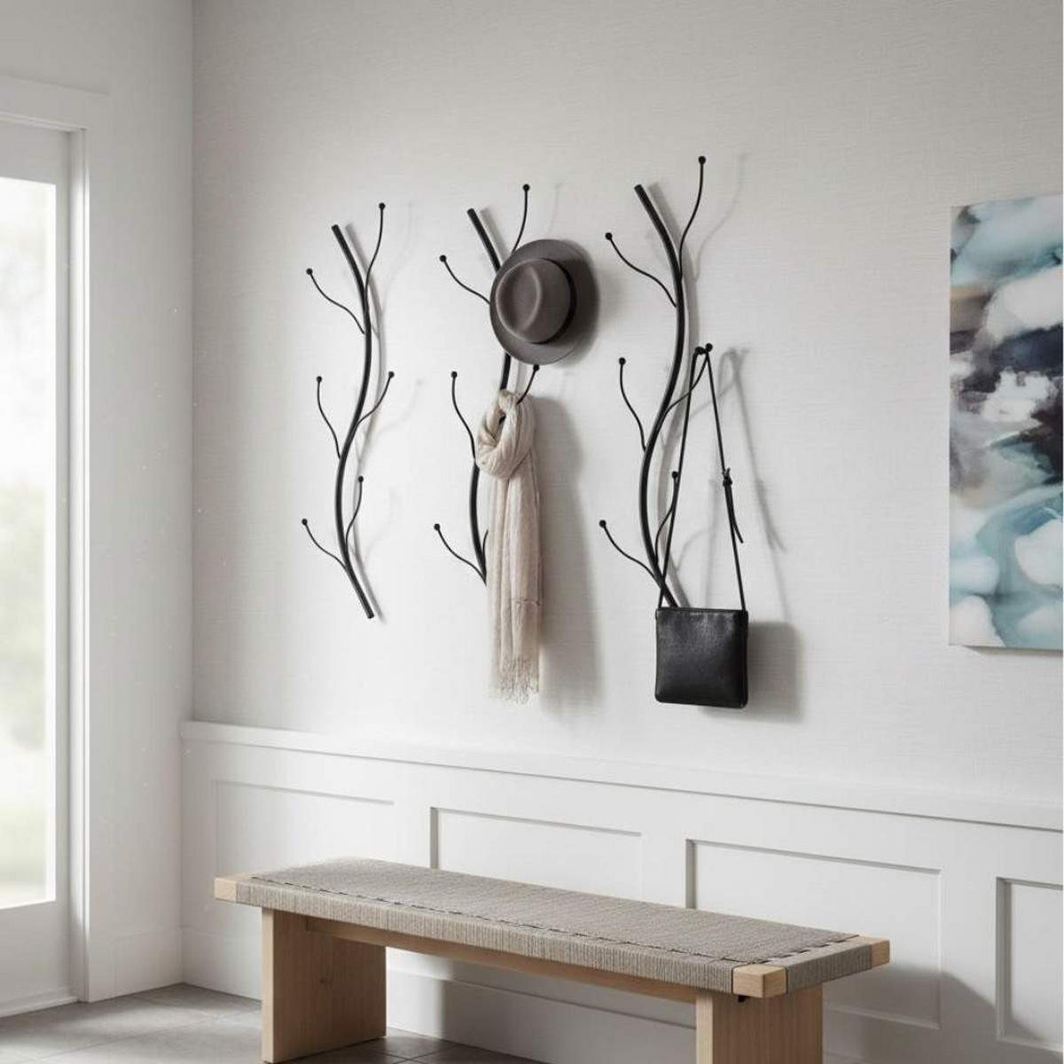 WANDGARDEROBE Flora 3er Set für die Wand 97 cm Metall Schwarz - Schwarz, Metall (22/97/8cm) - DanDiBo