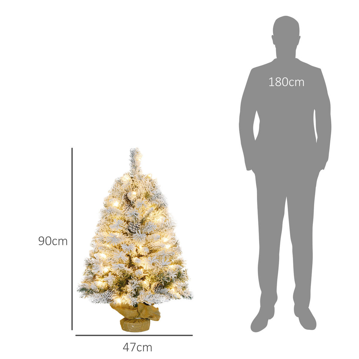KÜNSTLICHER Weihnachtsbaum, 92 cm Christbaum mit 133 Spitzen LED-Lichterketten - Grün, Kunststoff/Metall (92cm) - HOMCOM