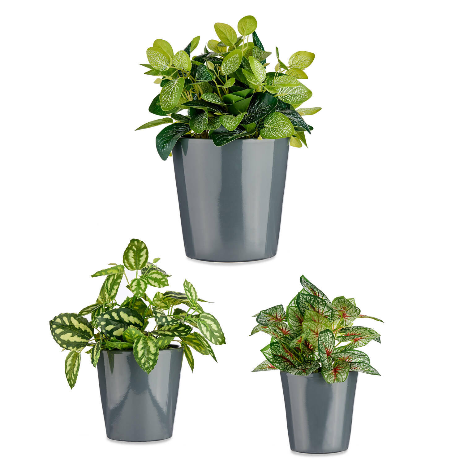 BLUMENTÖPFE Keramik Conical 3er-Set - Anthrazit, Keramik (22.5/21cm)