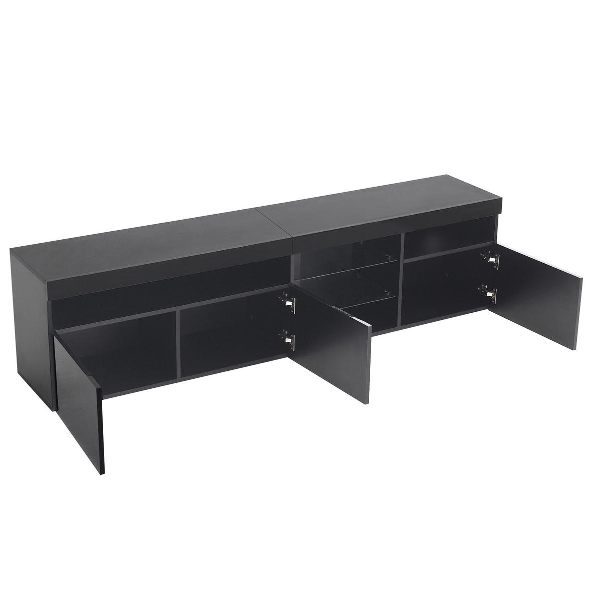 TV-ELEMENT mit LED-Beleuchtung 180 x 35 x 48 cm MDF Black - Schwarz, Holzwerkstoff (35/48/180cm) - Beauniv