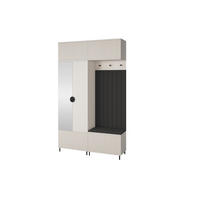 GARDEROBE Ritmo version 2 mit Spiegel, mit POLSTERPANEELEN SCHWARZ - Beige/Schwarz, Holzwerkstoff (140/235/40cm) - Jerpax