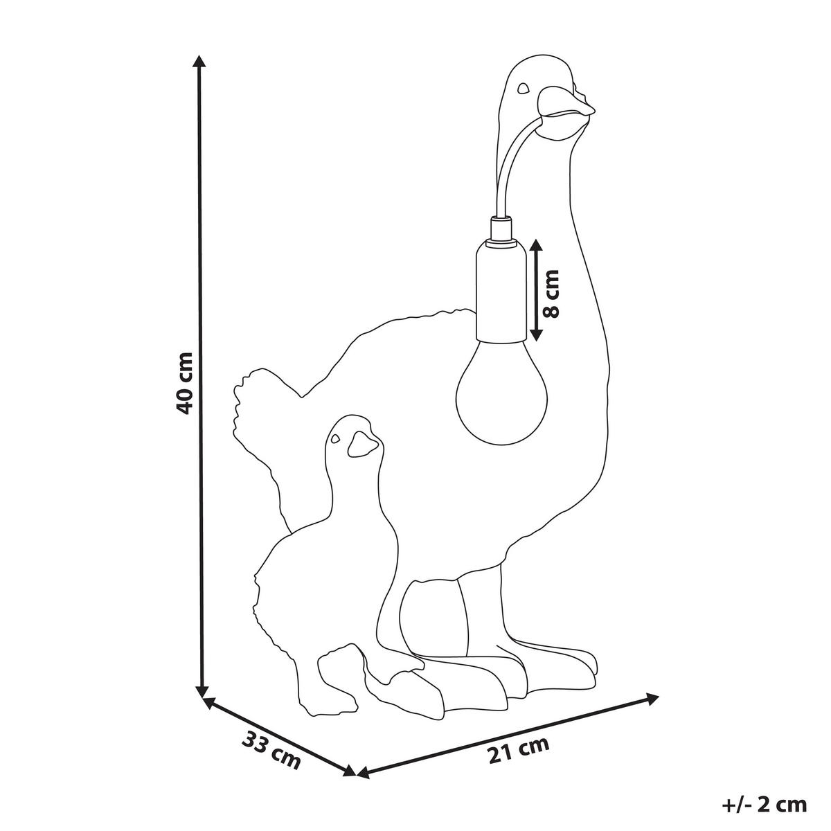 TISCHLAMPE Ente Weiß Daffy - Messingfarben/Goldfarben, Kunststoff (33/21/40cm) - Beliani