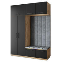 GARDEROBENSCHRANK REMA 180/240/60 cm Modern Garderobe-Set Eiche Wotan - Eiche Wotan/Schwarz, Holzwerkstoff (180/240/60cm) - MASSENO