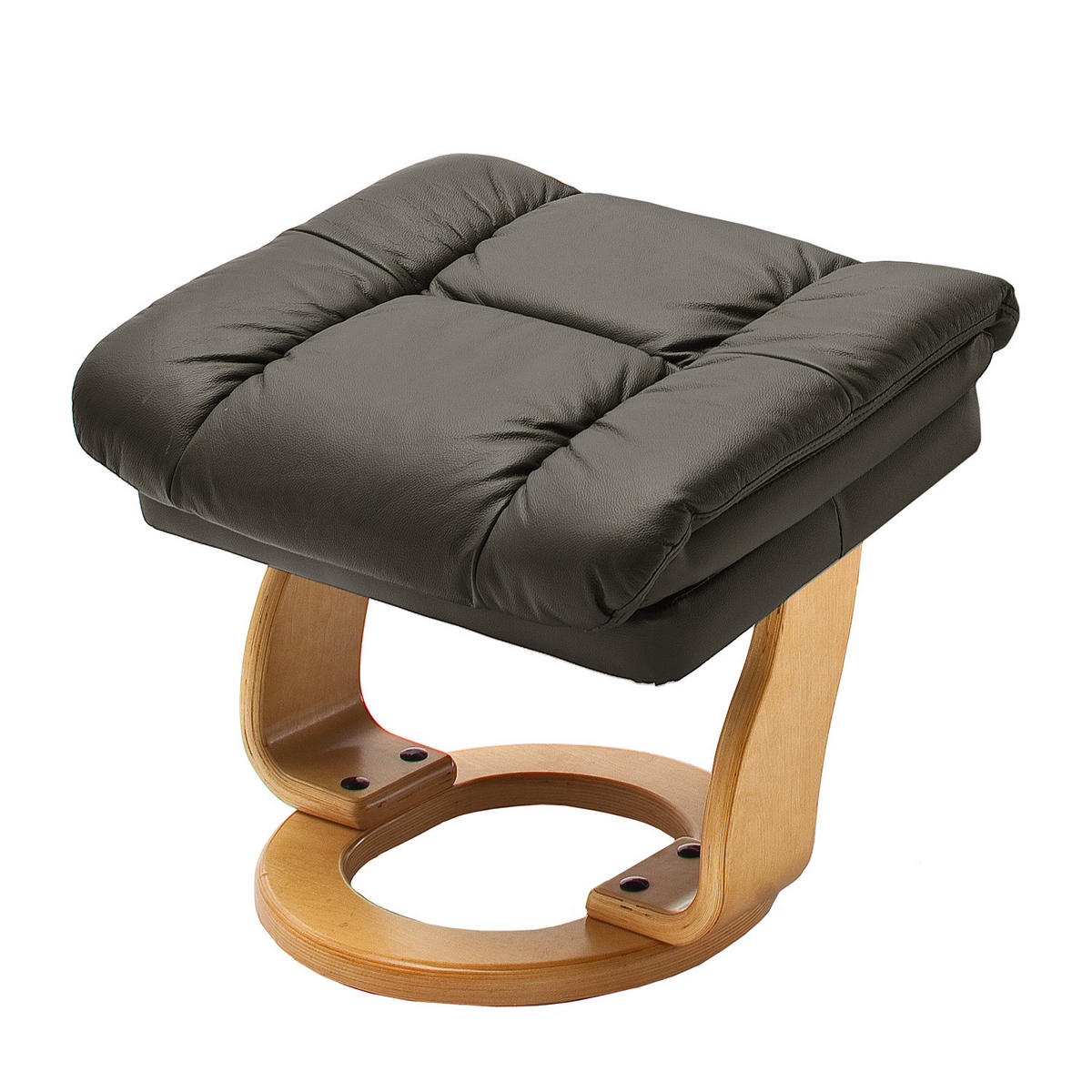 RELAXSESSEL - 2-teilig - Holzwerkstoff / Echtleder / Kunstleder - Schlammfarben, Leder/Birkenholz (90/104/91cm) - home24