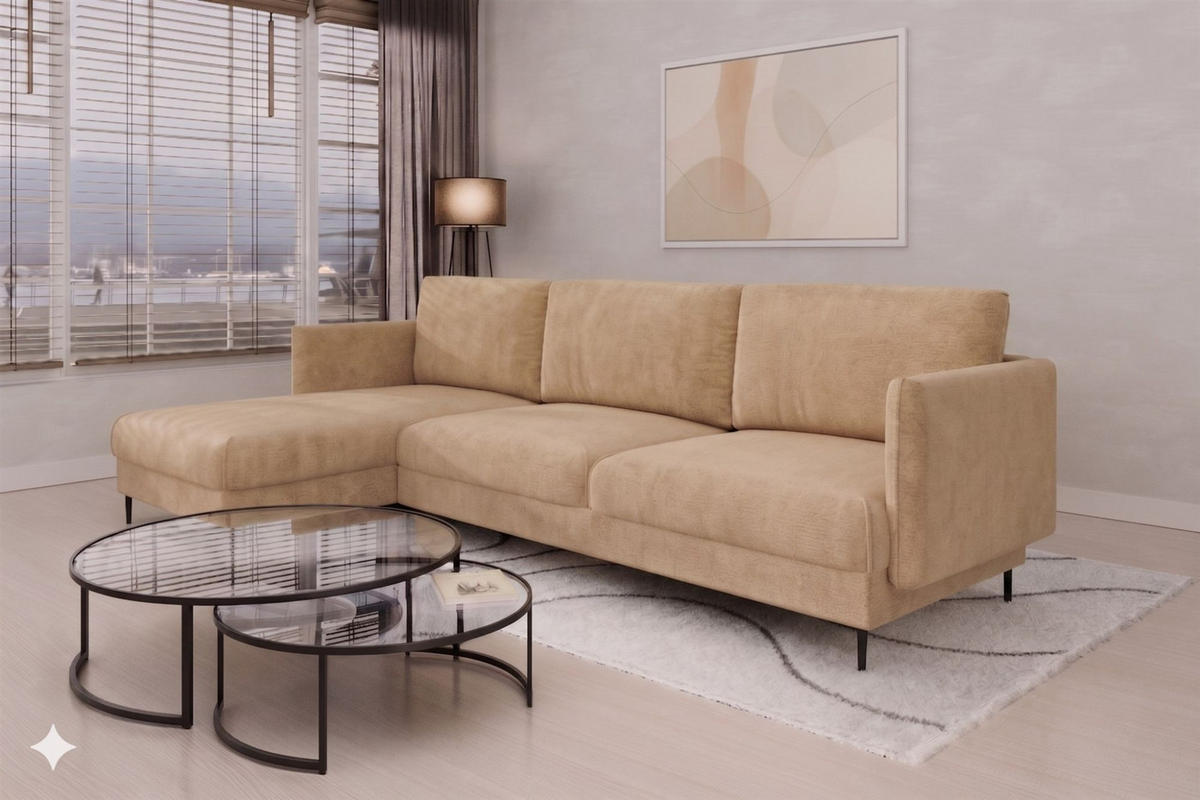 ECKSOFA Helmer In Stoff Vibe - Beige, Holzwerkstoff/Textil (164/293cm) - Fun Möbel
