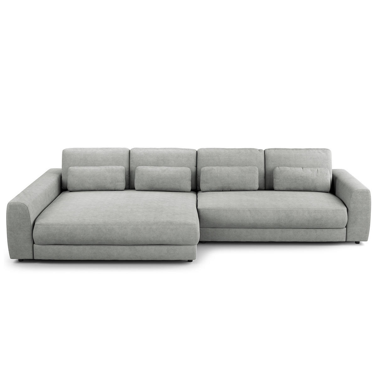 ECKSOFA mit XXL-Longchair - Schwarz/Grau, Kunststoff/Textil (323/182cm) - home24