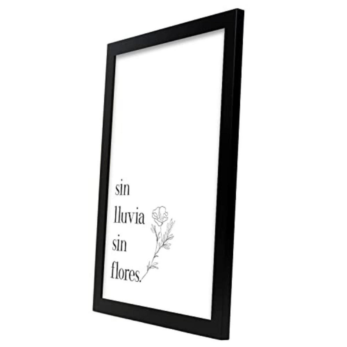 POSTER Set mit 4 Glücklich TypografieStil A3 Schwarzer Rahmen - Schwarz, Papier (29.7/3cm) - Nacnic