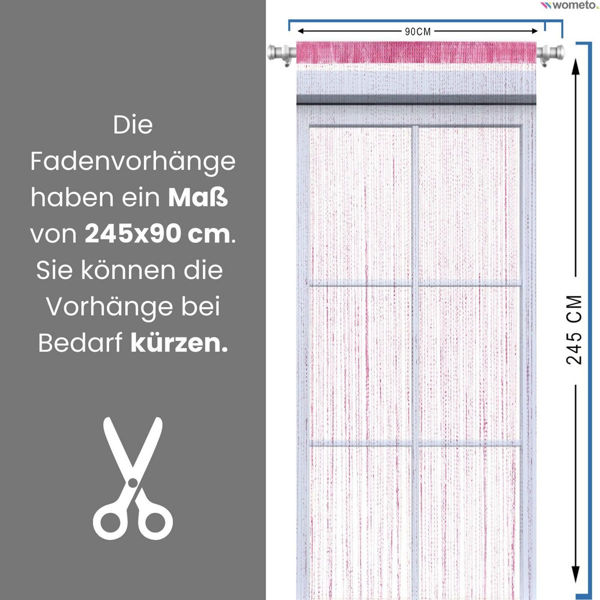 FADENVORHANG Lurex pink/silber 245/90 cm Glitzer-Effekt Stangendurchzug kürzbar - Pink, Textil (90/245/1cm) - wometo
