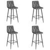 BARHOCKER 4er Set Dunkelgrauer Velours, Gepolsterte Rückenlehne, Bequem Und Modernes Design Für Die Küche Oder Die Theke - Grau, Textil (46/104/33cm) - Best For Home