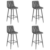 BARHOCKER 4er Set Dunkelgrauer Velours, Gepolsterte Rückenlehne, Bequem Und Modernes Design Für Die Küche Oder Die Theke - Grau, Textil (46/104/33cm) - Best For Home