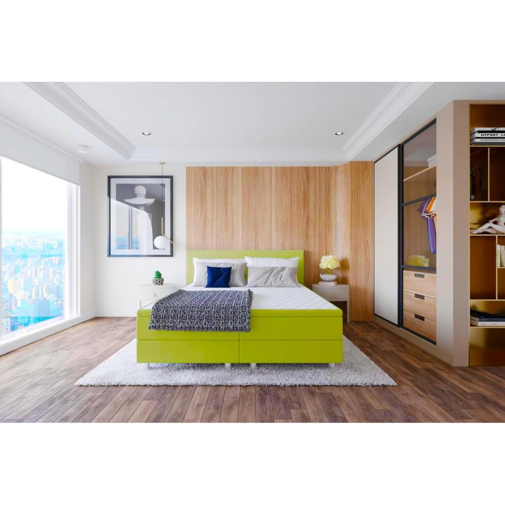 BOXBETT, Polsterbett Sawana mit Bonellfederkern-Matratze und Topper Schlafzimmer - Jadegrün, Holz/Holzwerkstoff (140/200cm) - Best For Home