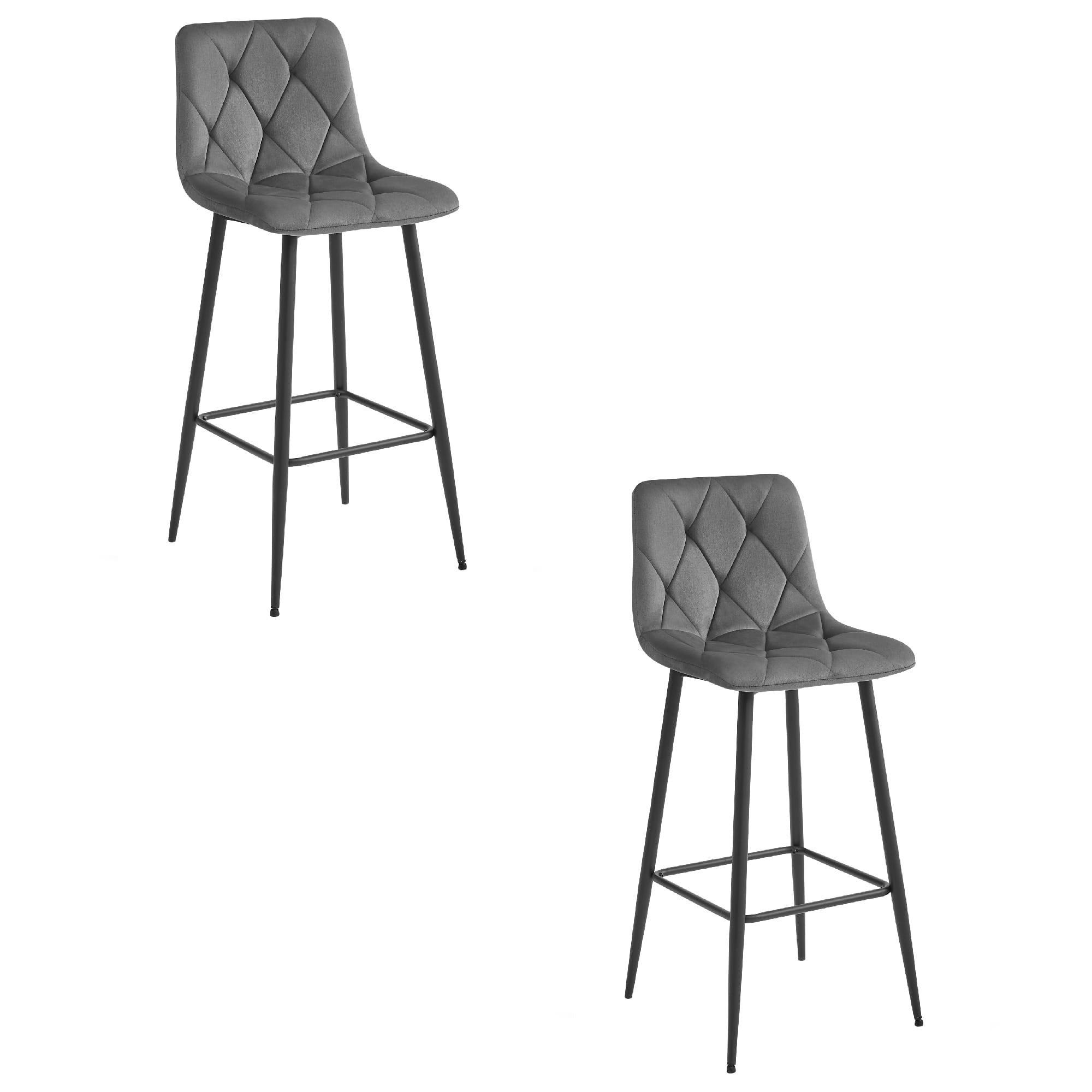 BARHOCKER 2-er Set KODA dunkelgrauer Sitz, schwarze Basis - Dunkelgrau/Schwarz, Textil (43.5/104/32.5cm) - Valora