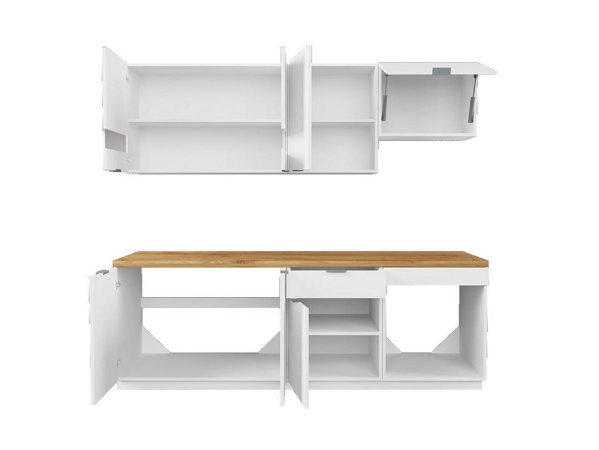 KÜCHENZEILE - 260 cm x 60 cm - holz - naturfarben hell, weiß Carmeo - Naturfarben/Weiß, Holz (260/204/60cm) - Vente-Unique