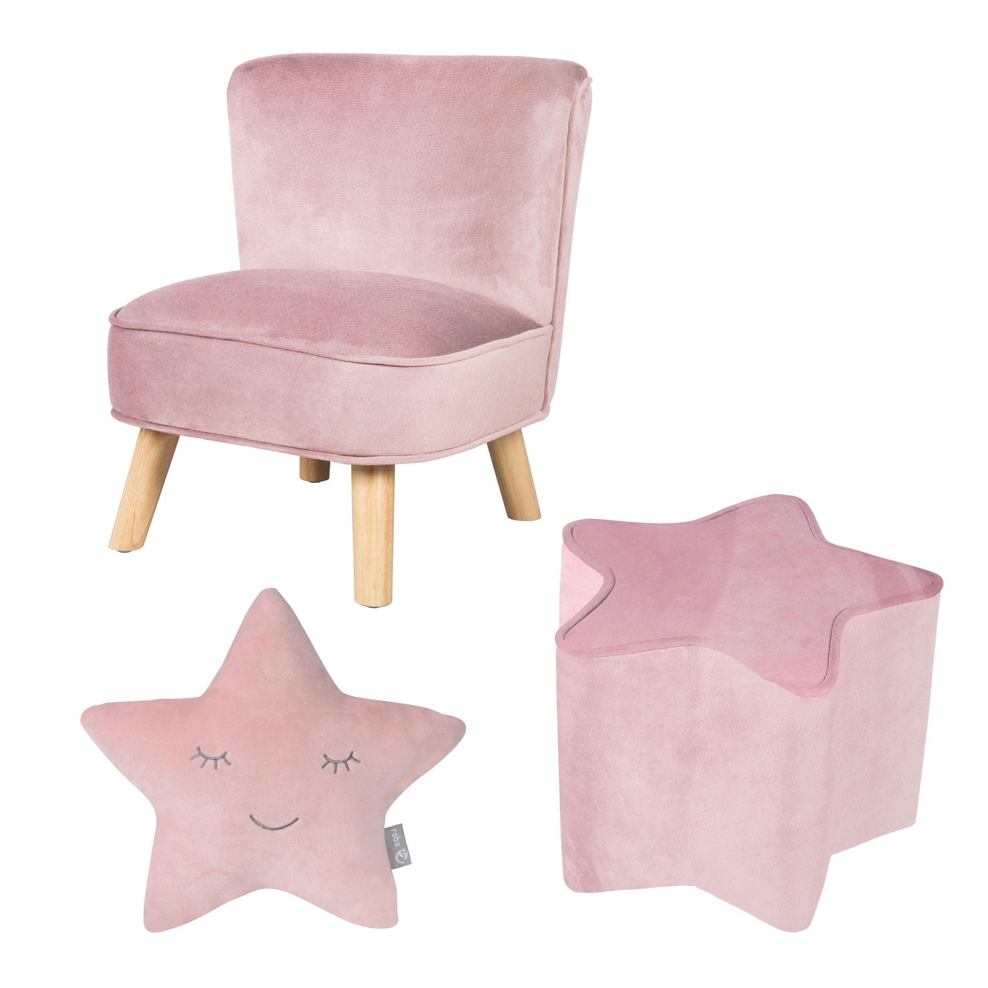 KINDERSESSEL klein 3-tlg. rosa - Rosa, Holzwerkstoff/Textil (70/50/48cm) - Roba