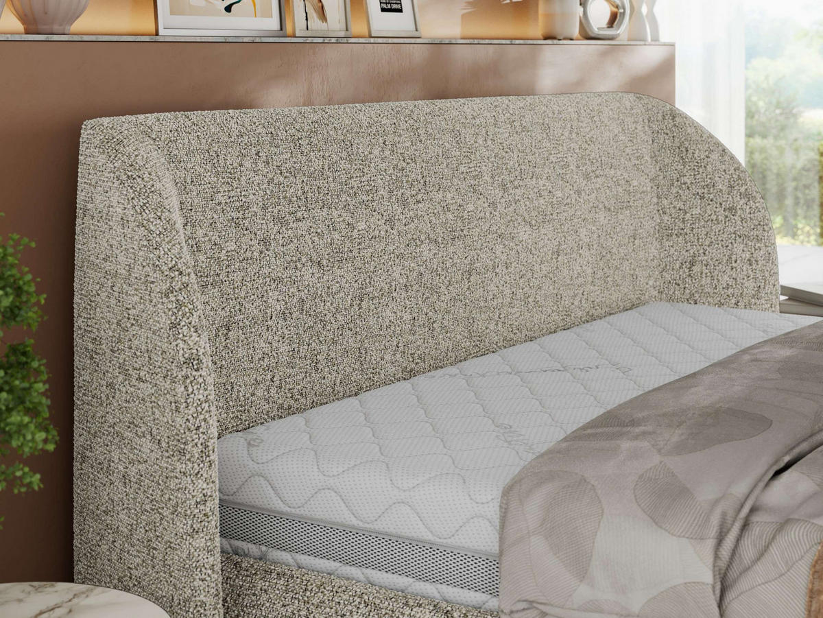 POLSTERBETT CAELA CLASSIC 200/200 - Beige Strukture - Schaum-Matratze - Beige, Textil (200/200cm) - MKS