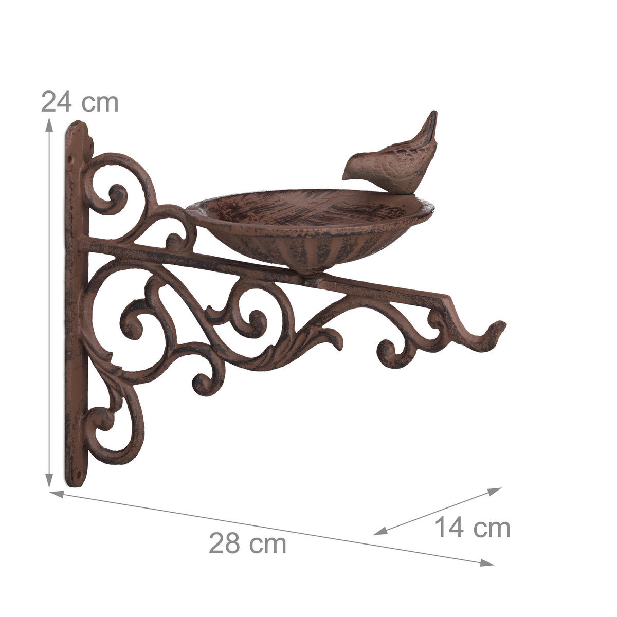 VOGELTRÄNKE - Braun, Metall (28/24/14cm) - Relaxdays