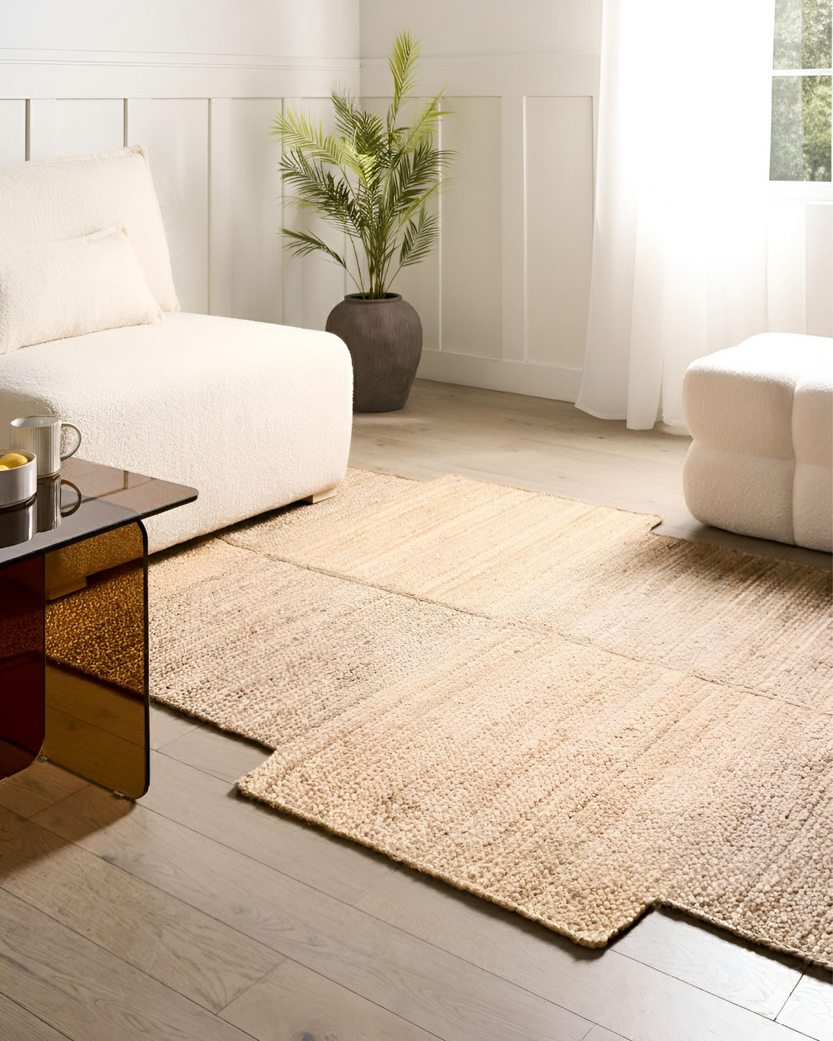 KOBEREC Béžový 160/230 cm Juta Sangli - béžová, textil (160/230cm) - Beliani