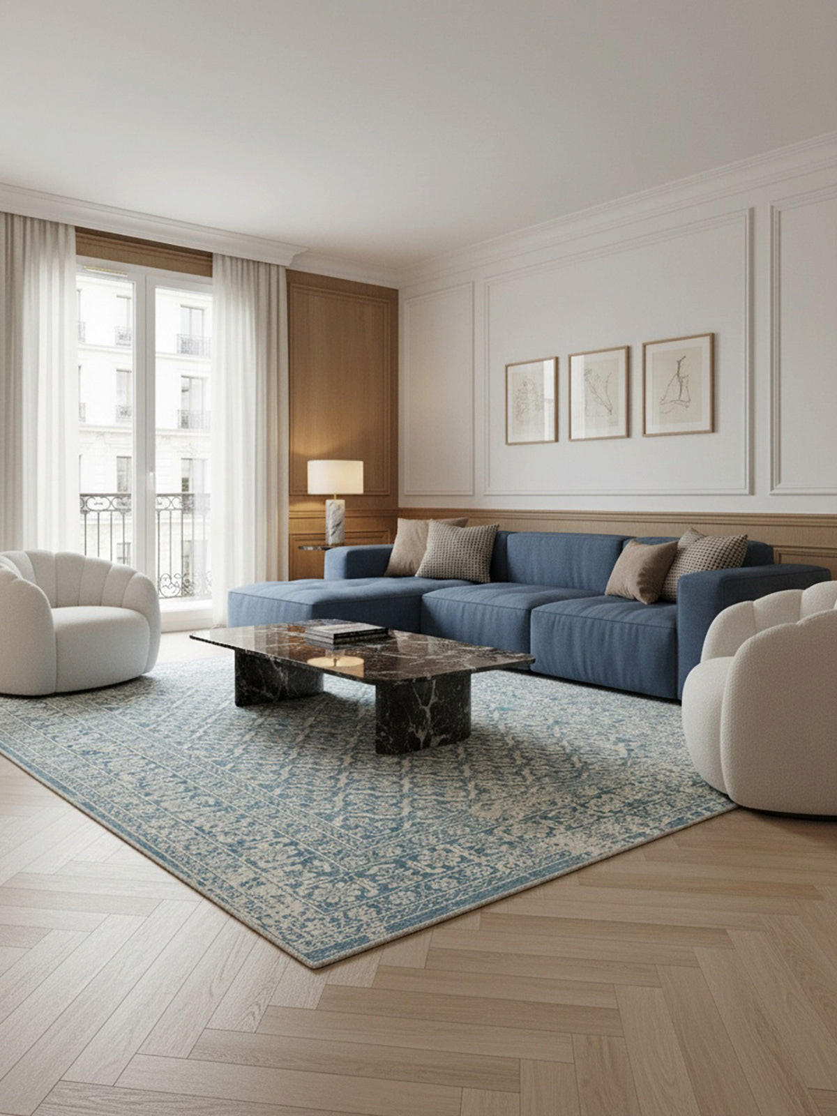 DESIGN Teppich im Vintage Stil blau - Blau, Textil (200/290cm) - AFK Living