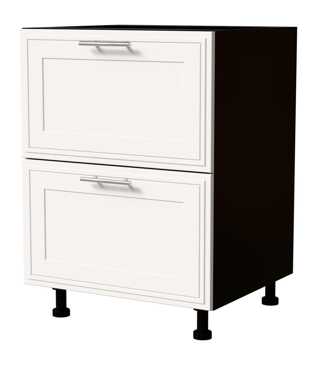 SCHUBLADENUNTERSCHRANK Salo D2/60 Schwarz / Weiß Matt 60 / 50 / 82cm - REJS Vollauszug - Schwarz/Weiß, Holz/Holzwerkstoff (60/82/50cm) - Feldmann-Wohnen