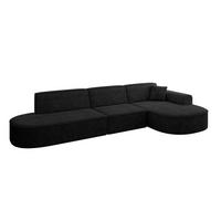 ECKSOFA Ottomane Rechts MARI-L2 - 328x171x79 cm Schwarz Velours - Schwarz, Holzwerkstoff/Kunststoff (171/328cm) - ALTDECOR