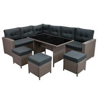 RATTAN-ECKGARNITUR 9-Sitzer - Grau, Kunststoff - Monstershop